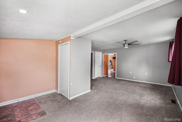 2263 Overridge Ave, Waterford, MI 48327 - unfurnished living room featuring a ceiling fan, carpet flooring, a textured ceiling, and recessed lighting