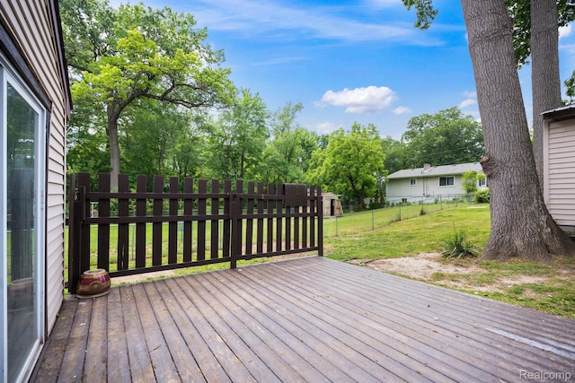 2263 Overridge Ave, Waterford, MI 48327 - deck with a fenced backyard and view of wooded area