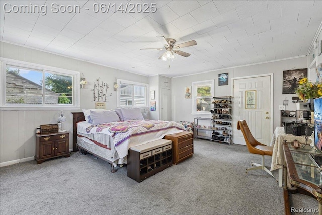 1386 Proper Ave, Burton, MI 48529 - bedroom featuring multiple windows, carpet, crown molding, and ceiling fan