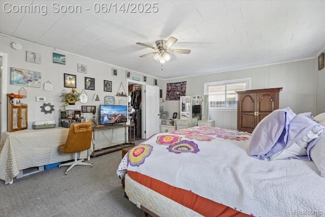 1386 Proper Ave, Burton, MI 48529 - bedroom with crown molding, carpet, a ceiling fan, and a closet