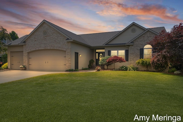 1824 Restoration Dr SW, Byron Center, MI 49315 - view of front facade with a garage, brick siding, and concrete driveway