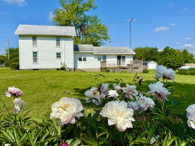 16130 Addison Rd, Addison, MI 49220 - back of house with a deck, an outdoor structure, and a yard