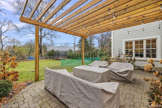 1174 Lakeside Dr, Birmingham, MI 48009 - view of patio / terrace featuring a trampoline and a pergola