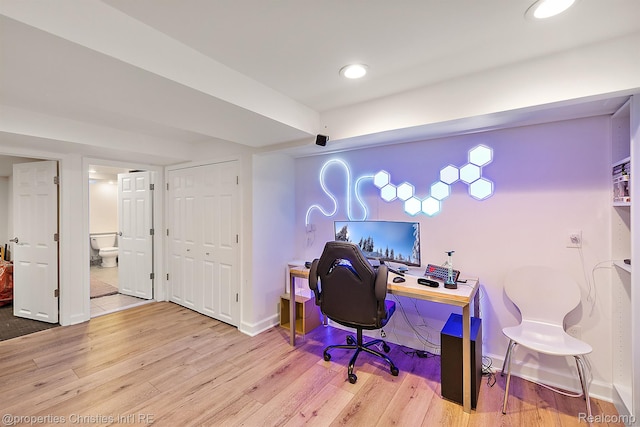 1174 Lakeside Dr, Birmingham, MI 48009 - office area with wood finished floors and recessed lighting