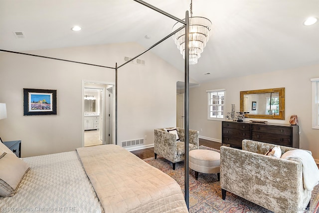 1174 Lakeside Dr, Birmingham, MI 48009 - bedroom featuring vaulted ceiling, recessed lighting, and wood finished floors