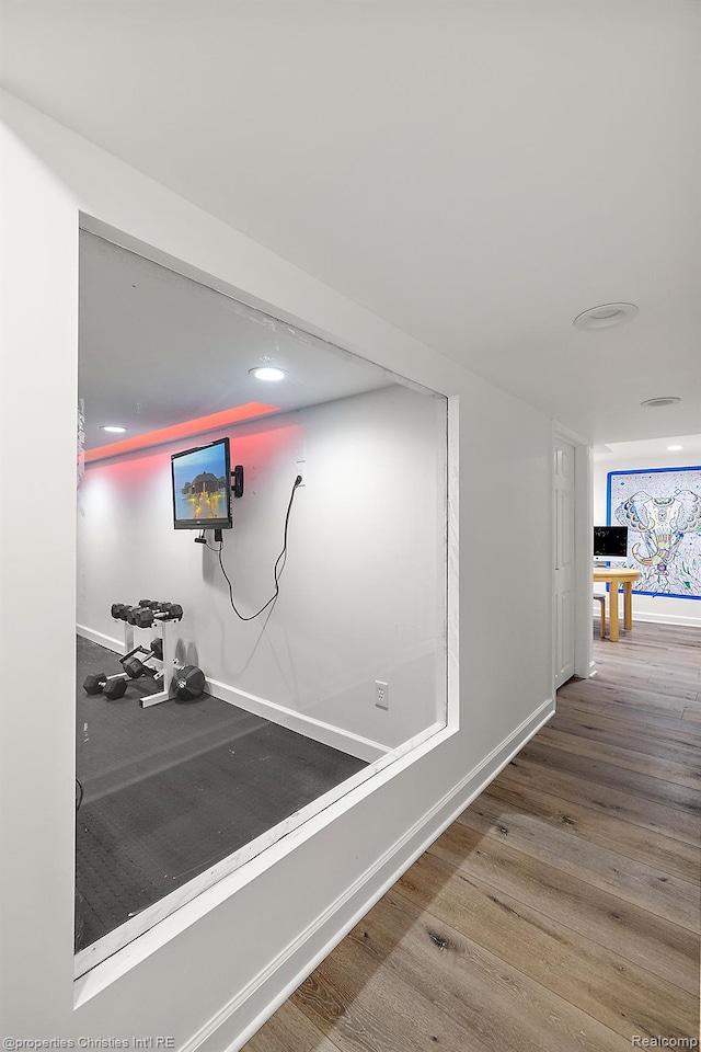 1174 Lakeside Dr, Birmingham, MI 48009 - hallway featuring wood finished floors and recessed lighting