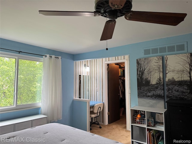 854 Yorktown Ct, Northville, MI 48167 - bedroom featuring carpet floors, multiple windows, and ceiling fan