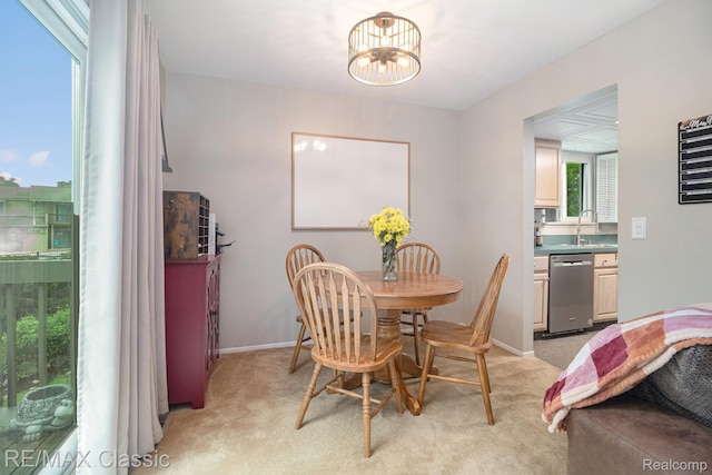 854 Yorktown Ct, Northville, MI 48167 - dining area featuring light carpet and a chandelier