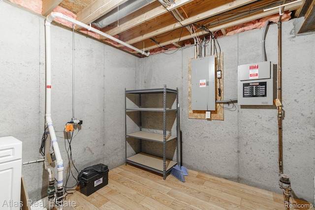 3527 Applewood Ln Unit 2, Grand Blanc, MI 48439 - unfinished below grade area featuring electric panel and wood finished floors