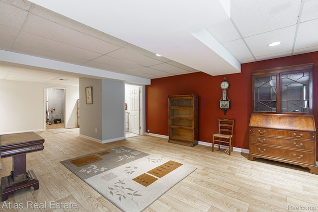 3527 Applewood Ln Unit 2, Grand Blanc, MI 48439 - living room with a drop ceiling, wood finished floors, stairway, and recessed lighting
