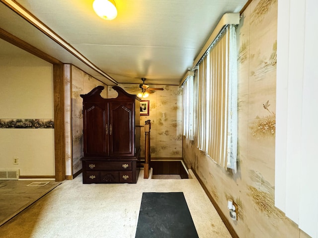 1225 Huntly Rd, Niles, MI 49120 - exercise area with wallpapered walls and a ceiling fan