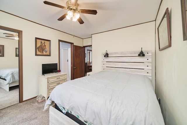 3750 River Rd, Manistee, MI 49660 - bedroom with carpet and a ceiling fan