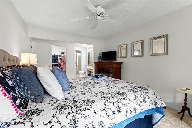 21112 Boulder Cir, Northville, MI 48167 - carpeted bedroom with ensuite bathroom and ceiling fan