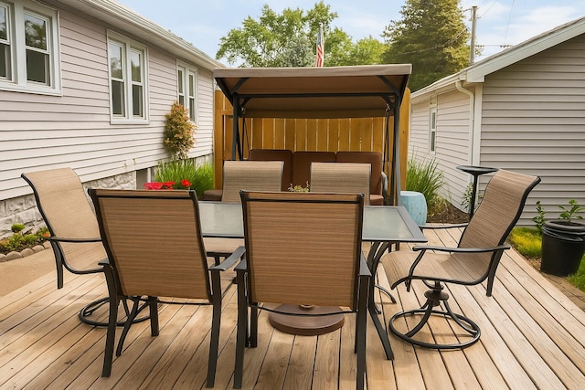 108 S Berrien St, New Buffalo, MI 49117 - wooden terrace with outdoor dining area