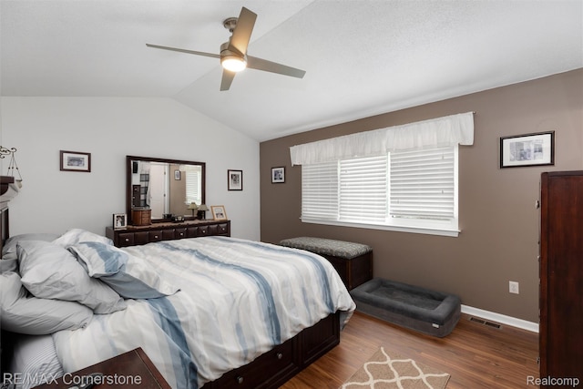 1232 Michael Dr, Westland, MI 48186 - bedroom featuring vaulted ceiling, wood finished floors, and a ceiling fan