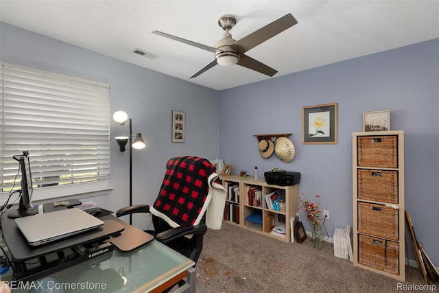 1232 Michael Dr, Westland, MI 48186 - carpeted office with ceiling fan and baseboards
