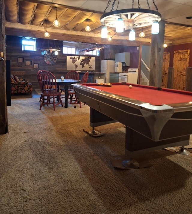 624 N Main St, Evart, MI 49631 - game room with pool table and carpet floors