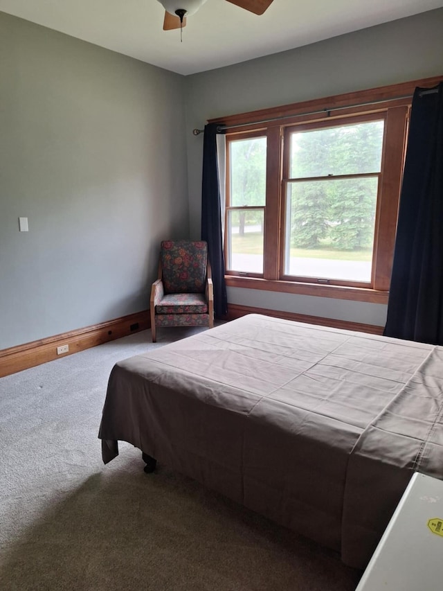 624 N Main St, Evart, MI 49631 - carpeted bedroom featuring baseboards and ceiling fan