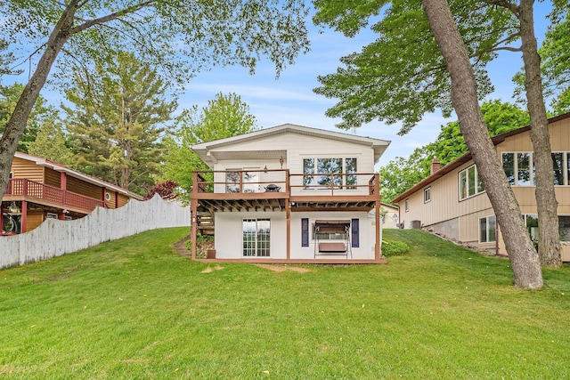 8870 W School Section Lake Dr, Mecosta, MI 49332 - rear view of house with a deck and stairs