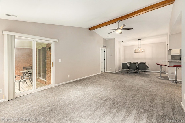 6548 Shetland Ct, Shelby Twp, MI 48316 - unfurnished living room featuring ceiling fan, carpet, and a chandelier
