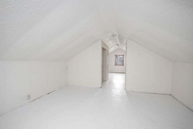 8464 E Michigan Ave, Galesburg, MI 49053 - bonus room with a textured ceiling, vaulted ceiling, and concrete flooring