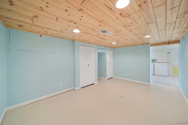 5027 Belemere Ct, Manitou Beach, MI 49253 - finished basement featuring separate washer and dryer, wood ceiling, and recessed lighting