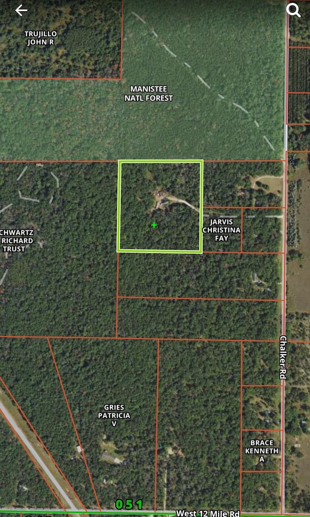 4540 Chalker Rd, Wellston, MI 49689 - map of property location featuring property boundaries highlighted