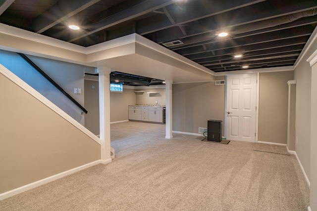 4211 Oakshire Ave, Berkley, MI 48072 - finished below grade area with carpet floors and stairs