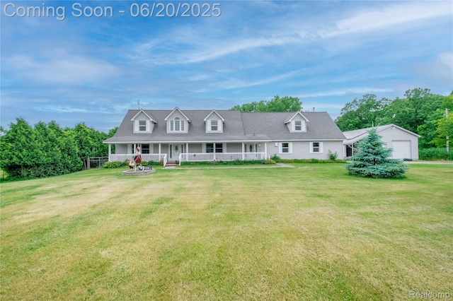 8420 Beers Rd, Swartz Creek, MI 48473 - cape cod house featuring covered porch and a front lawn