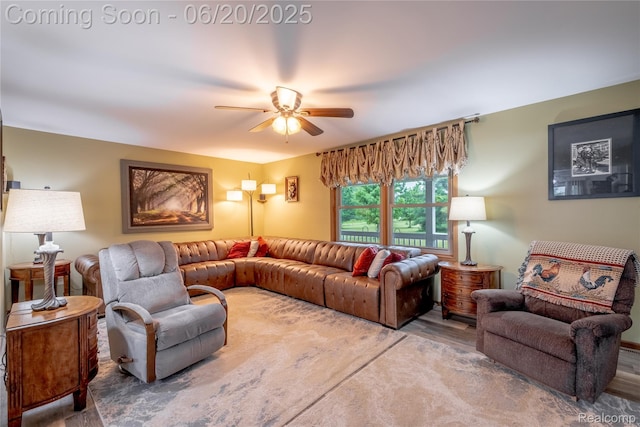 8420 Beers Rd, Swartz Creek, MI 48473 - living room with a ceiling fan and wood finished floors