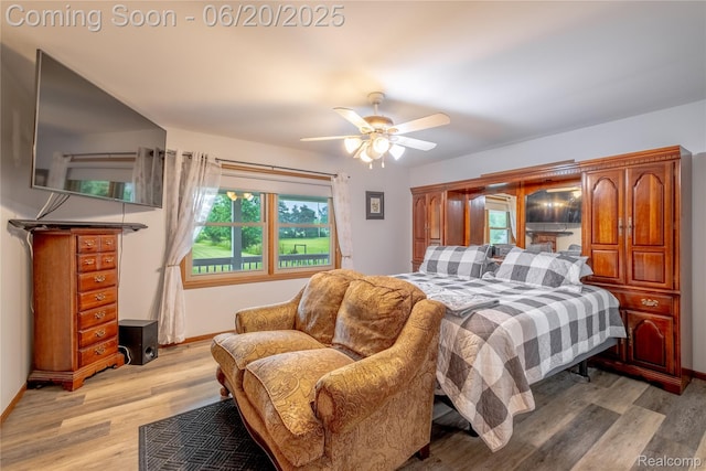 8420 Beers Rd, Swartz Creek, MI 48473 - bedroom with light wood-style flooring and a ceiling fan