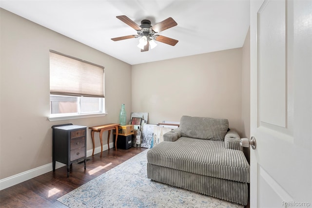 4981 Harding St, Dearborn Heights, MI 48125 - living area featuring wood finished floors and a ceiling fan