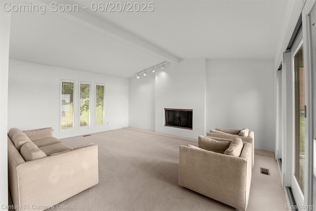 3150 Wellington Ct, West Bloomfield, MI 48324 - carpeted living area featuring a fireplace and track lighting