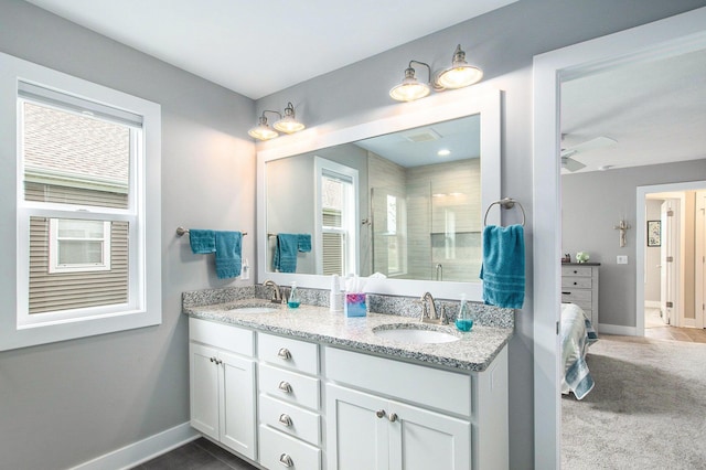 964 Everett Pkwy, South Haven, MI 49090 - full bathroom with double vanity and a shower with shower door