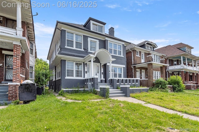 7432 Churchill St, Detroit, MI 48206 - traditional style home featuring a front lawn and brick siding