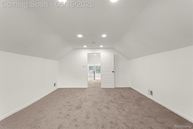 7432 Churchill St, Detroit, MI 48206 - additional living space with lofted ceiling, recessed lighting, and carpet floors