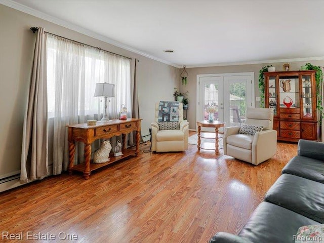 871 Vanderpool Dr, Troy, MI 48083 - living room featuring crown molding, light wood-style floors, and french doors