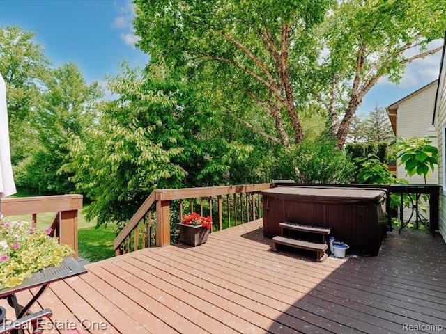 871 Vanderpool Dr, Troy, MI 48083 - wooden deck with a hot tub