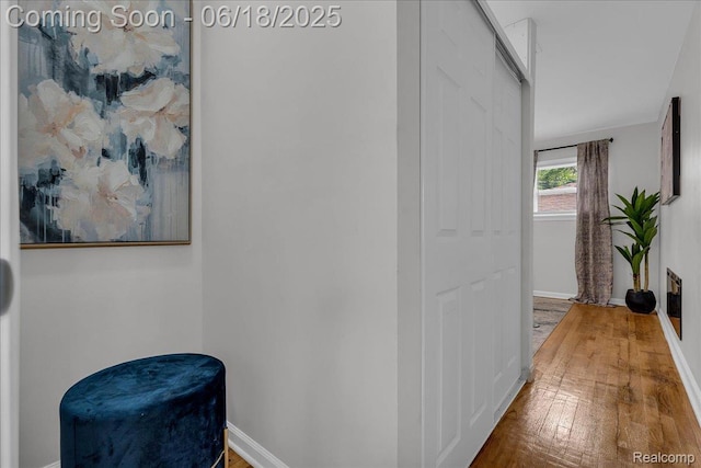 19505 Santa Barbara Dr, Detroit, MI 48221 - hallway with hardwood / wood-style flooring and baseboards