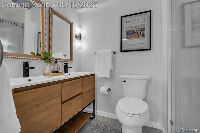 19505 Santa Barbara Dr, Detroit, MI 48221 - full bath with double vanity, a shower with shower door, and tile patterned floors