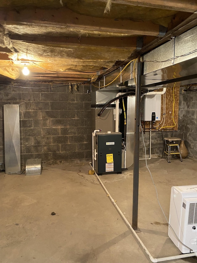 4441 Deckerville Rd, Lupton, MI 48635 - unfinished basement featuring heating unit