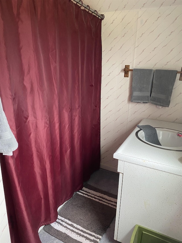 4441 Deckerville Rd, Lupton, MI 48635 - full bath with vanity and a shower with curtain