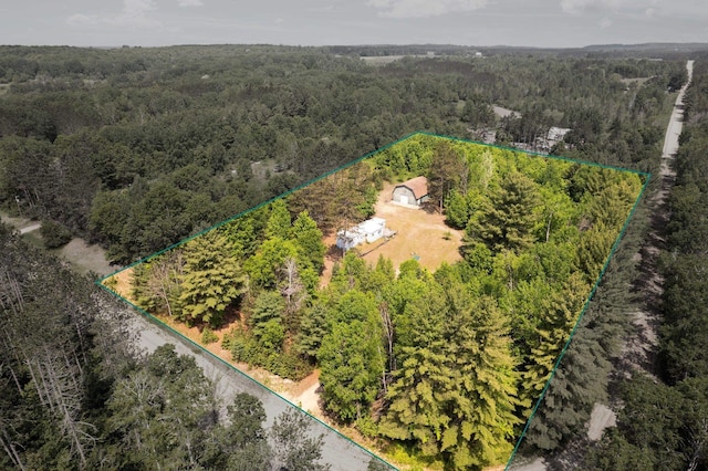 6038 SW Maple Hill Rd, Fife Lake, MI 49633 - aerial view of property and surrounding area with a forest and property parcel outlined