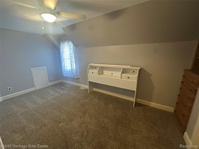 403 N Oak St, Durand, MI 48429 - bonus room featuring vaulted ceiling, carpet floors, and ceiling fan