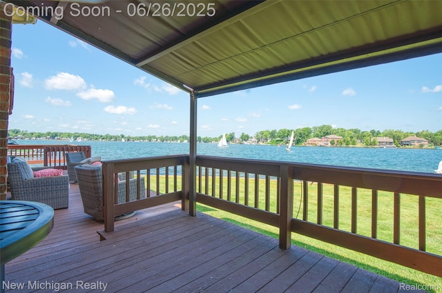 2226 Bowles St, Fenton, MI 48430 - wooden terrace featuring a water view