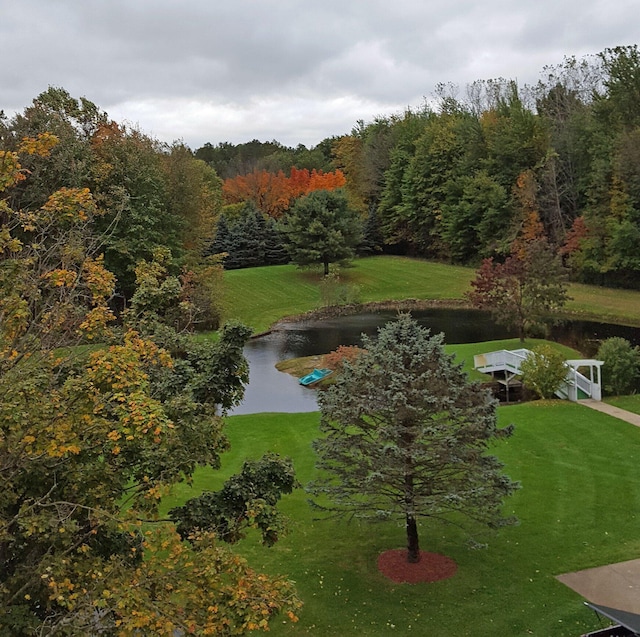 1532 34th St, Allegan, MI 49010 - view of home's community with a water view, a yard, and a wooded view