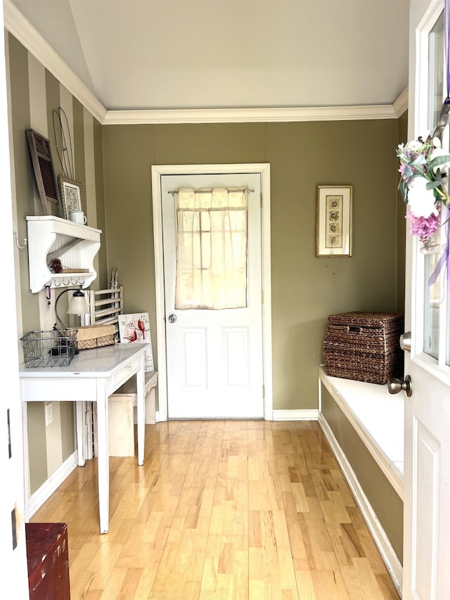 343 Bush Ave, Grand Blanc, MI 48439 - foyer with light wood finished floors and ornamental molding