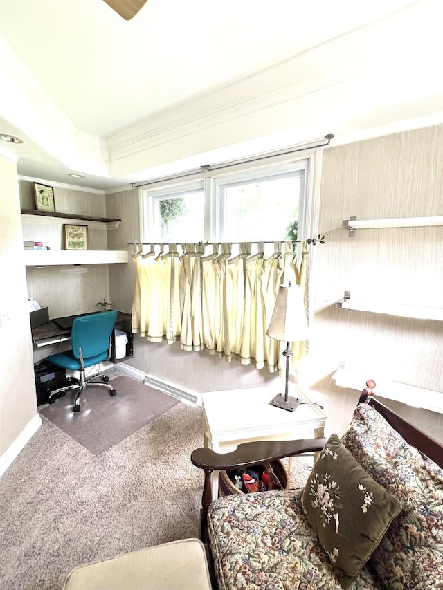 343 Bush Ave, Grand Blanc, MI 48439 - carpeted office with baseboards and ornamental molding