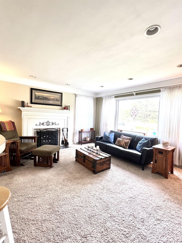 343 Bush Ave, Grand Blanc, MI 48439 - carpeted living room featuring a fireplace