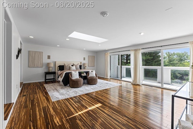 3440 Lone Pine Rd, West Bloomfield, MI 48323 - bedroom with a skylight, access to outside, wood finished floors, and recessed lighting